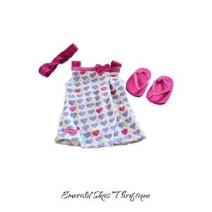 American Girl Doll Heart  Bath/spa Wrap, Sandals, and headband